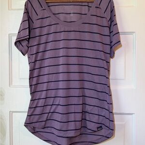 Patagonia Lavender and Navy Striped Scoop Neck Tee